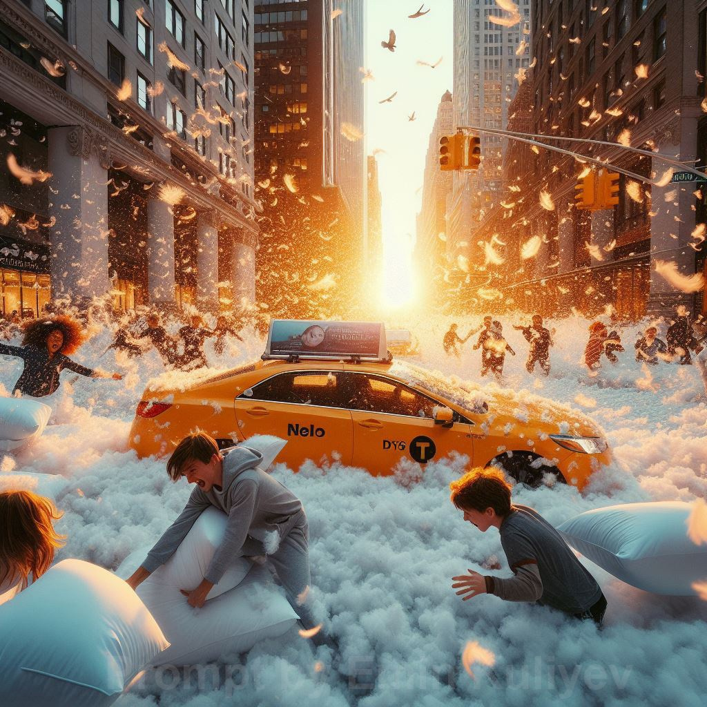 Virtual Pillow Fight Day was created with AI. Emin Kuliyev — Award-Winning Wedding Photojournalist NYC & USA | Best Wedding Photographer Known for Candid, Timeless Moments