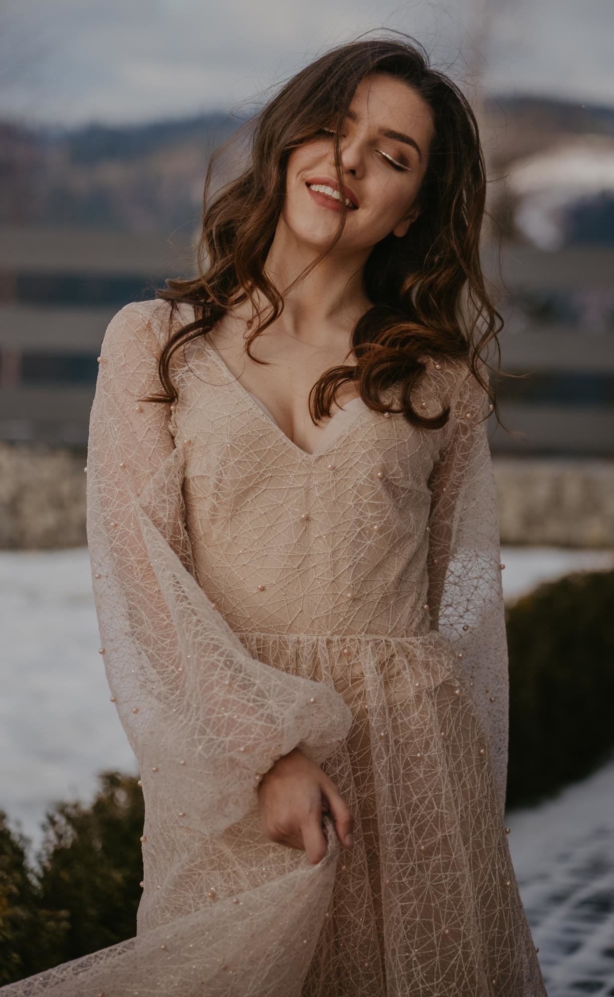 Elopement in Winter Forest. Family Lifestyle Photography