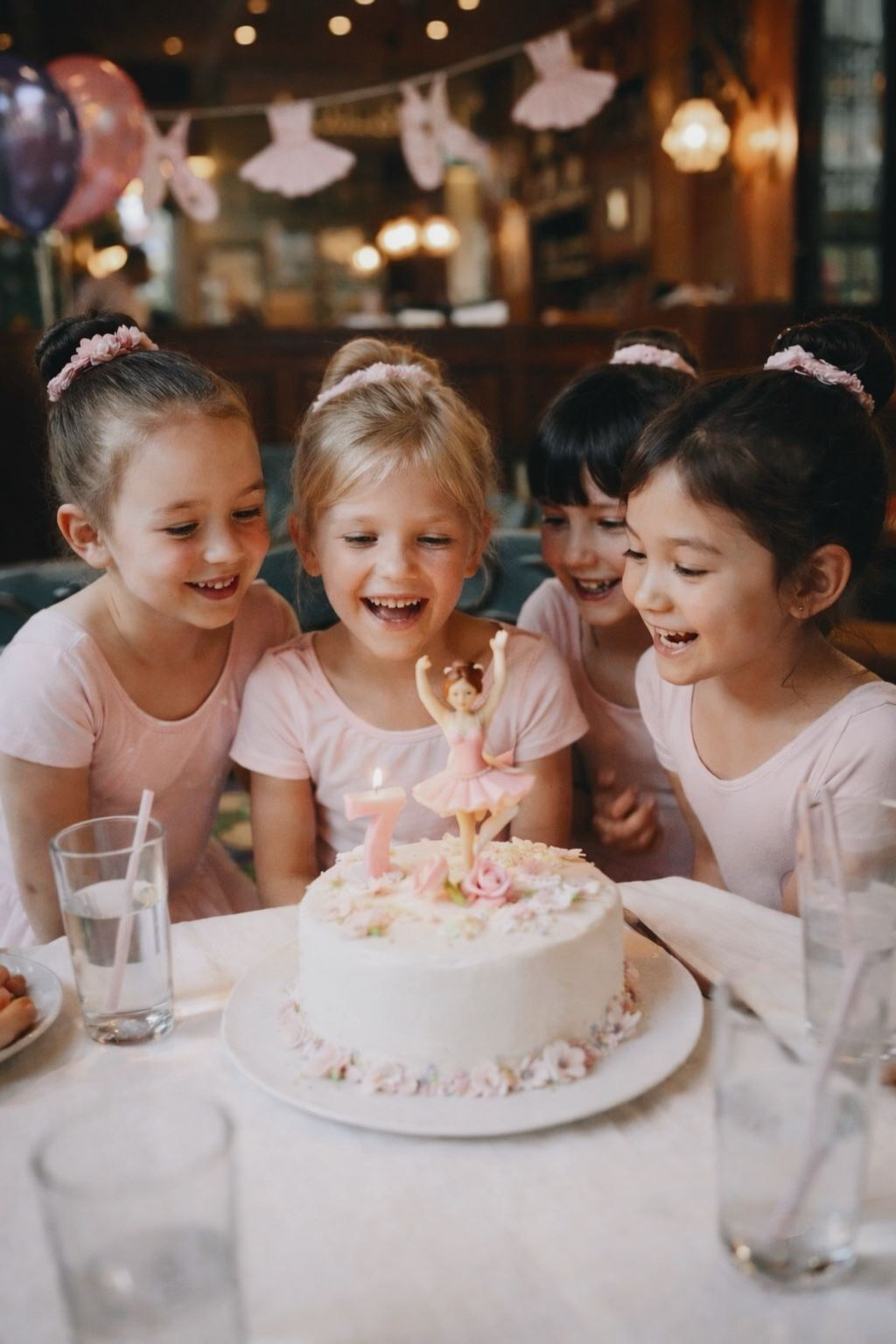     Детски рожден ден с торта и празнична украса.