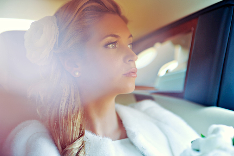 Luxury wedding photographer in Amsterdam, Netherlands, bride in the Rolls Royce