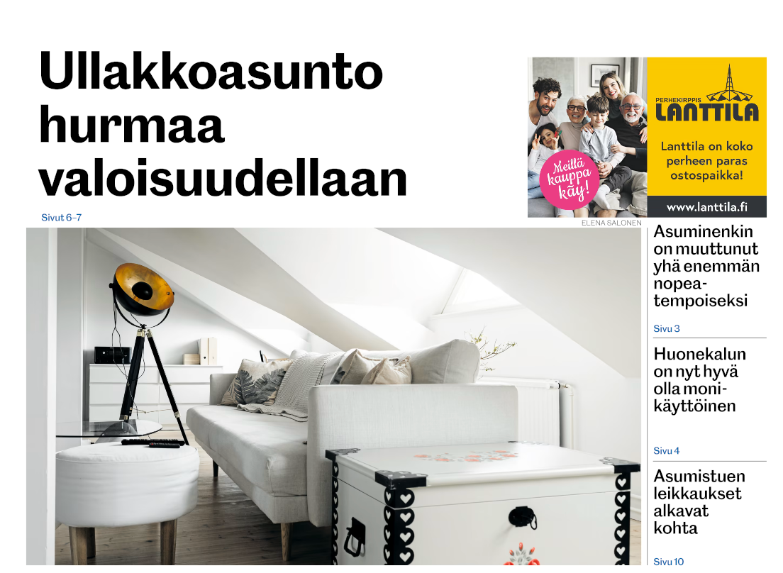 Ullakkoasunto. Valokuvaaja Lahti, Helsinki Elena Salonen