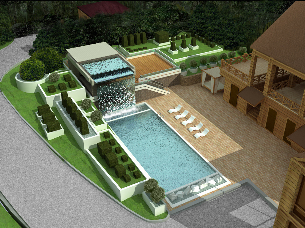 Часть проекта по озеленению и благоустройству частного поместья в городе Хызы. Разработка и техническое сопровождение архитектурных и дизайн-проектов