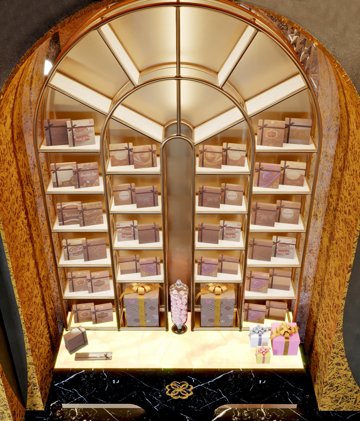 Дизайн — проект кондитерского бутика 'CHOCOBON». Разработка и техническое сопровождение архитектурных и дизайн-проектов