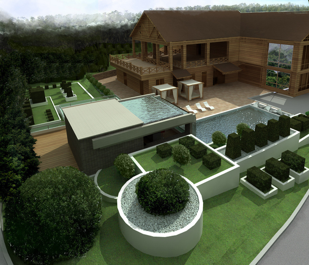 Часть проекта по озеленению и благоустройству частного поместья в городе Хызы. Разработка и техническое сопровождение архитектурных и дизайн-проектов