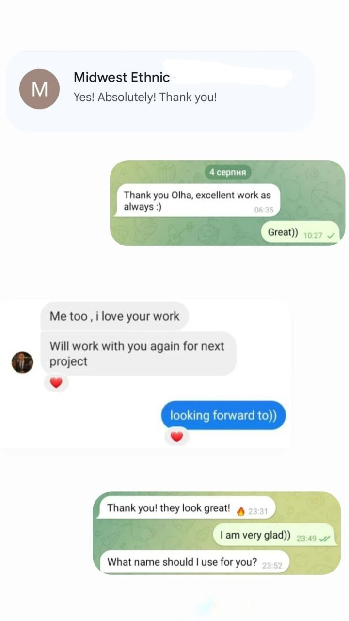 Feedbacks from clients who are satisfied with the retouching