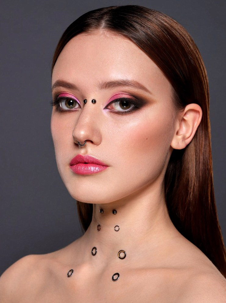 Elegant hair styling and makeup for editorial production