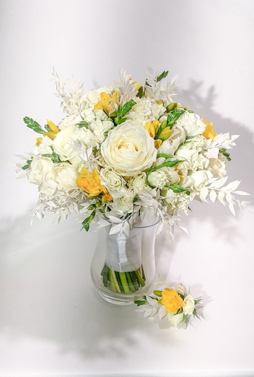 Līgavas pušķis dzeltenas un krēmīgas krāsas toņos. Event design, decoration, floristry, gift, Irina Novika, Riga, Latvia