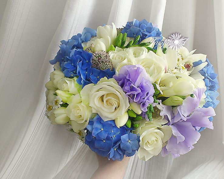 Līgavas pušķi zilos toņos. Event design, decoration, floristry, gift, Irina Novika, Riga, Latvia