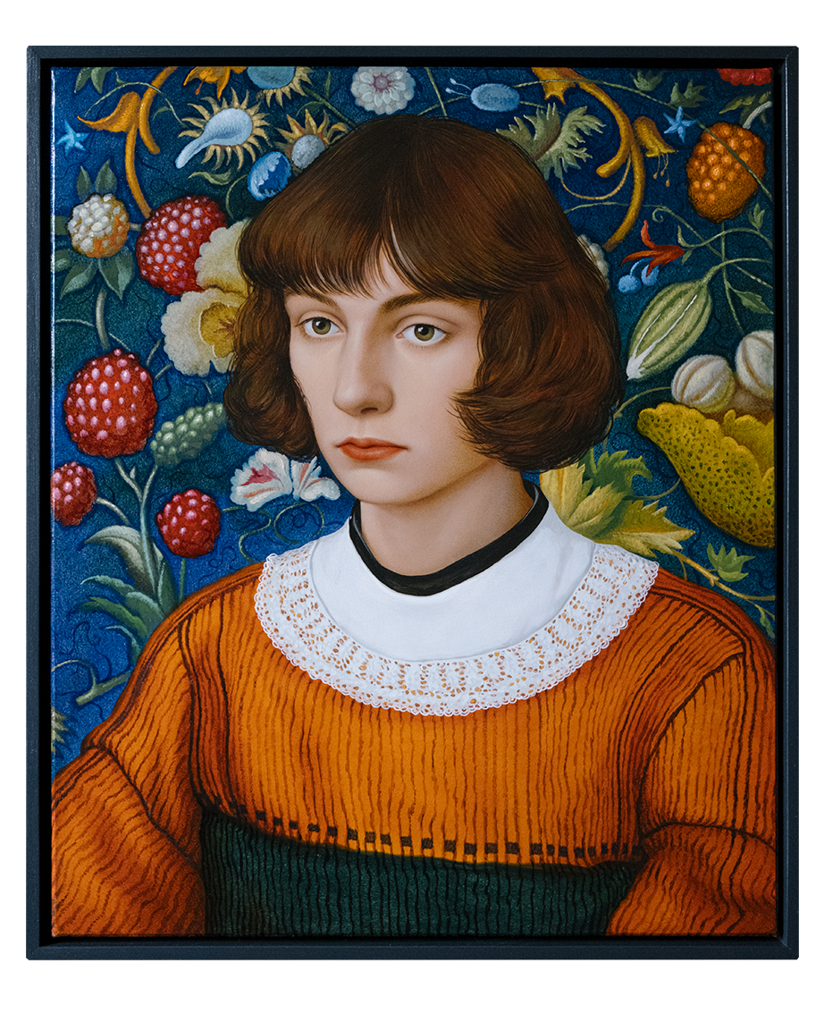 Portrait on a Blue Background. ELEN BEZHEN