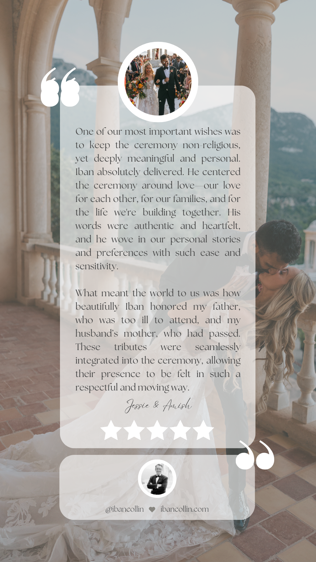 Contact & Reviews. Wedding Celebrant in Mallorca Iban Collin