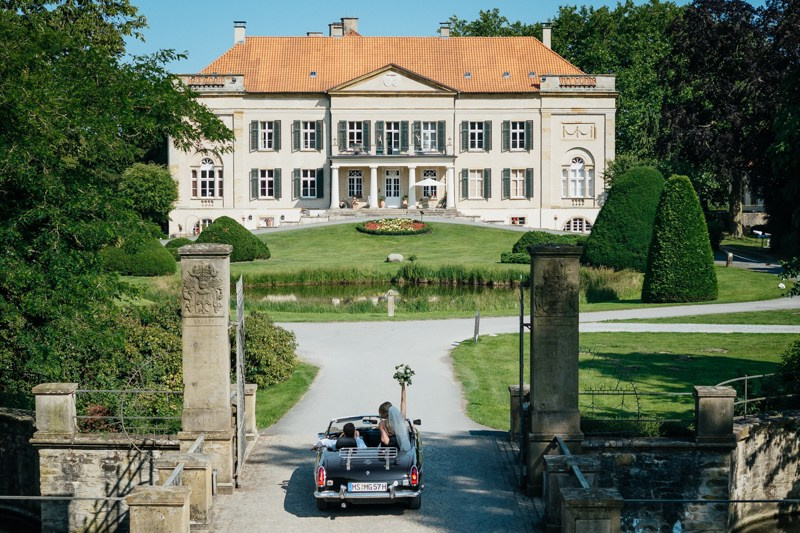 old timer at schloss harkotten drone footage