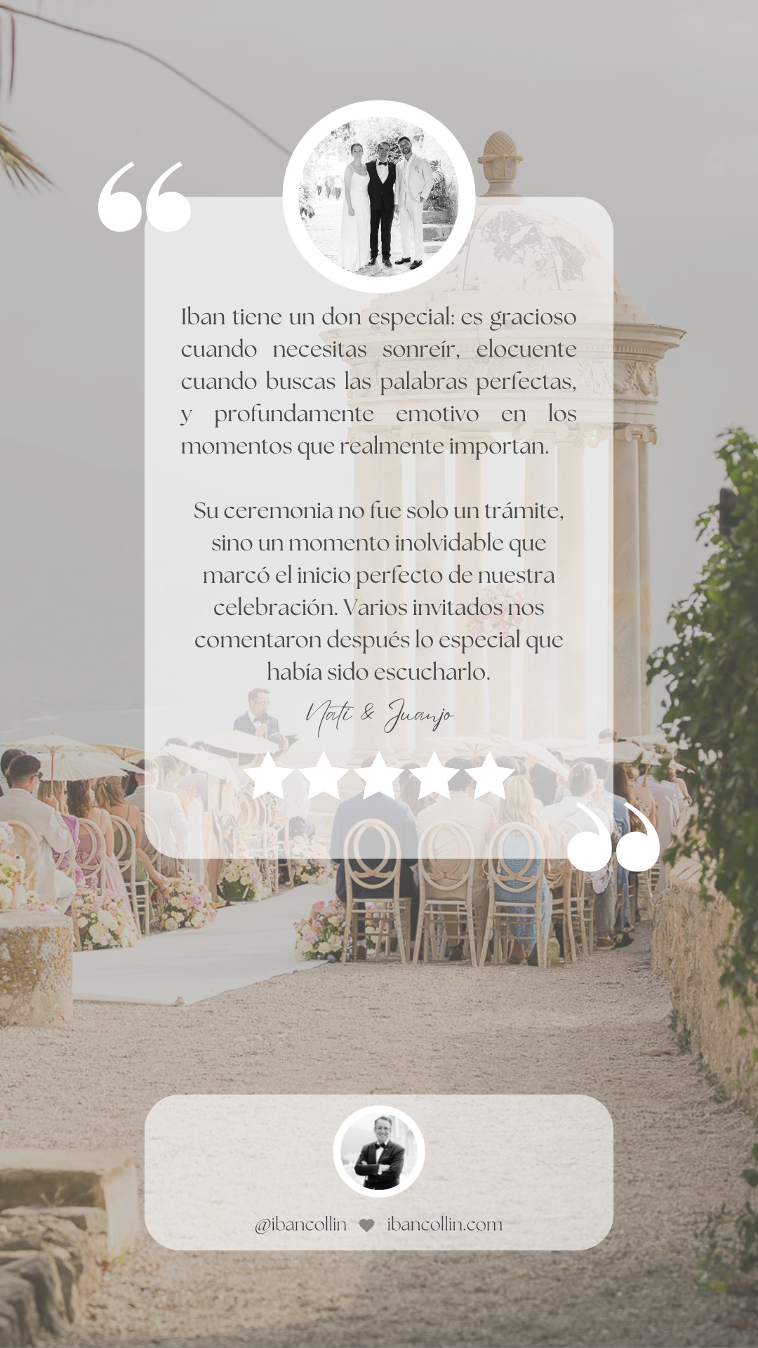 Contact & Reviews. Wedding Celebrant in Mallorca Iban Collin