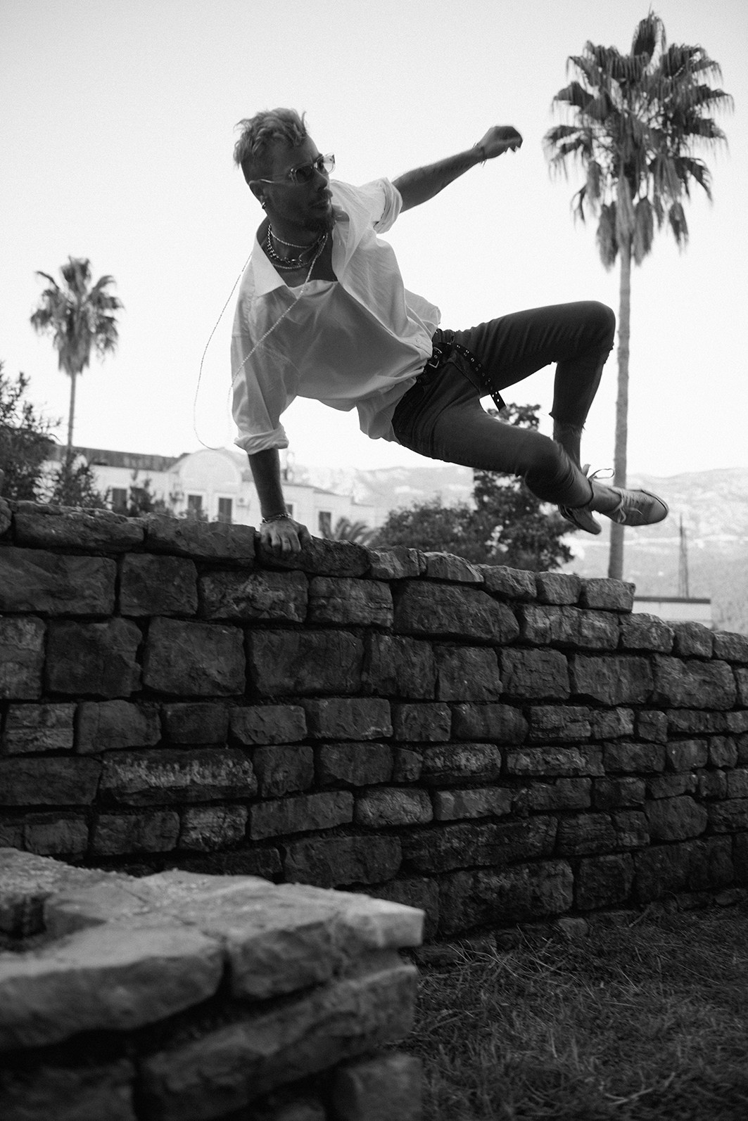 Fashion campaign for a clothing brand, photographed in a old town  in natural light