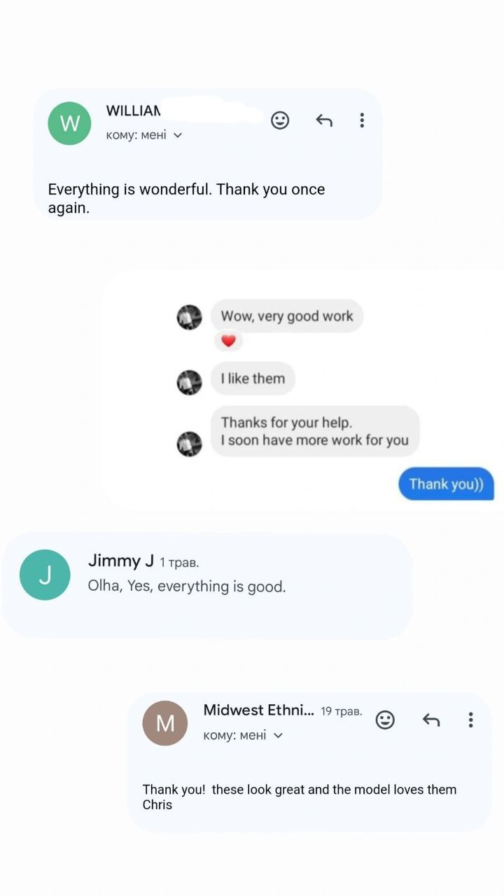 Feedbacks from clients who are satisfied with the retouching