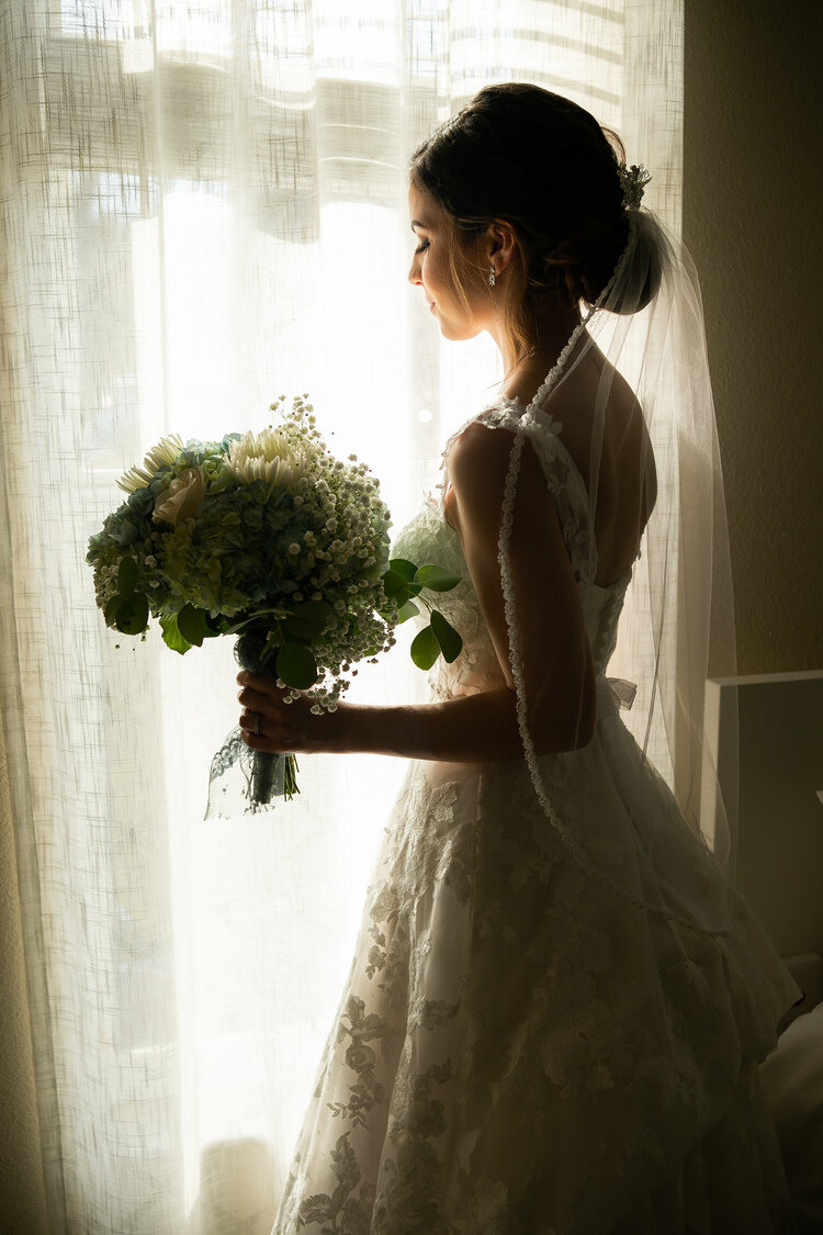 silhouette of a bride