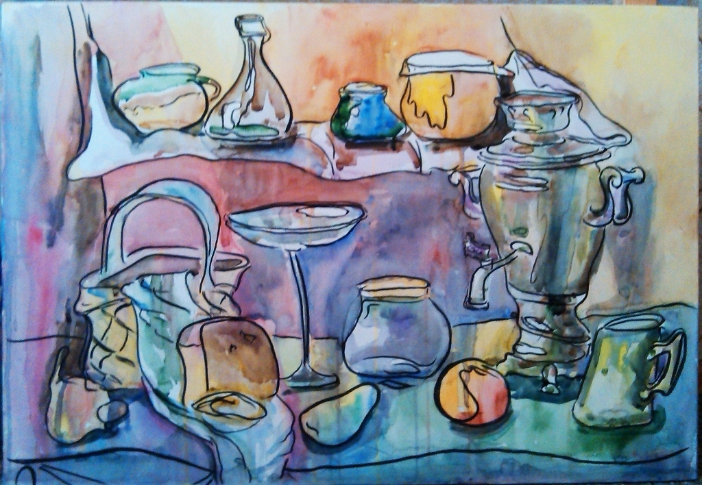 breakfast set 2015 Watercolor Kathrin Kovshova artbykovshova Dubai