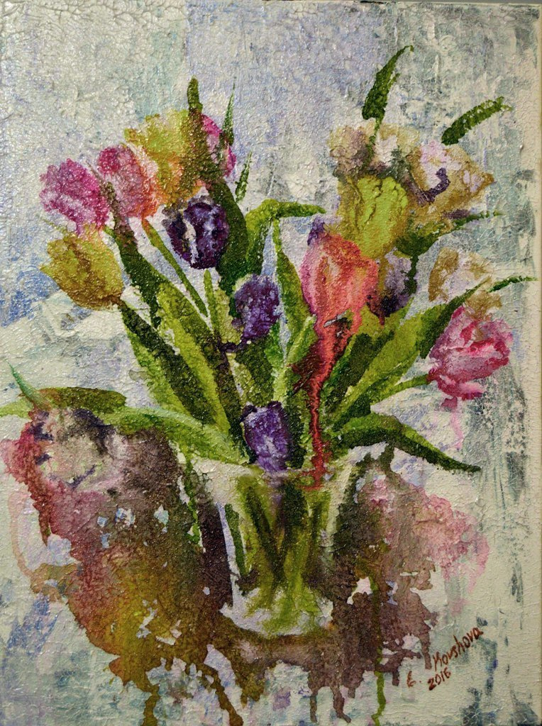 "International women's day bouquet" 2016. 40-60 cm. Acrylic, canvas. Dubai, UAE. 300 USD. free delivery for Dubai.