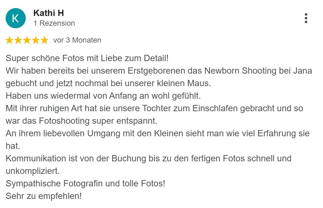 Kundenfeedback. Jana Beifuß, professionelle Neugeborenenfotografin in Weißenhorn, Ulm und Umgebung, Neu-Ulm, Illertissen, Pfaffenhofen a. d. Roth