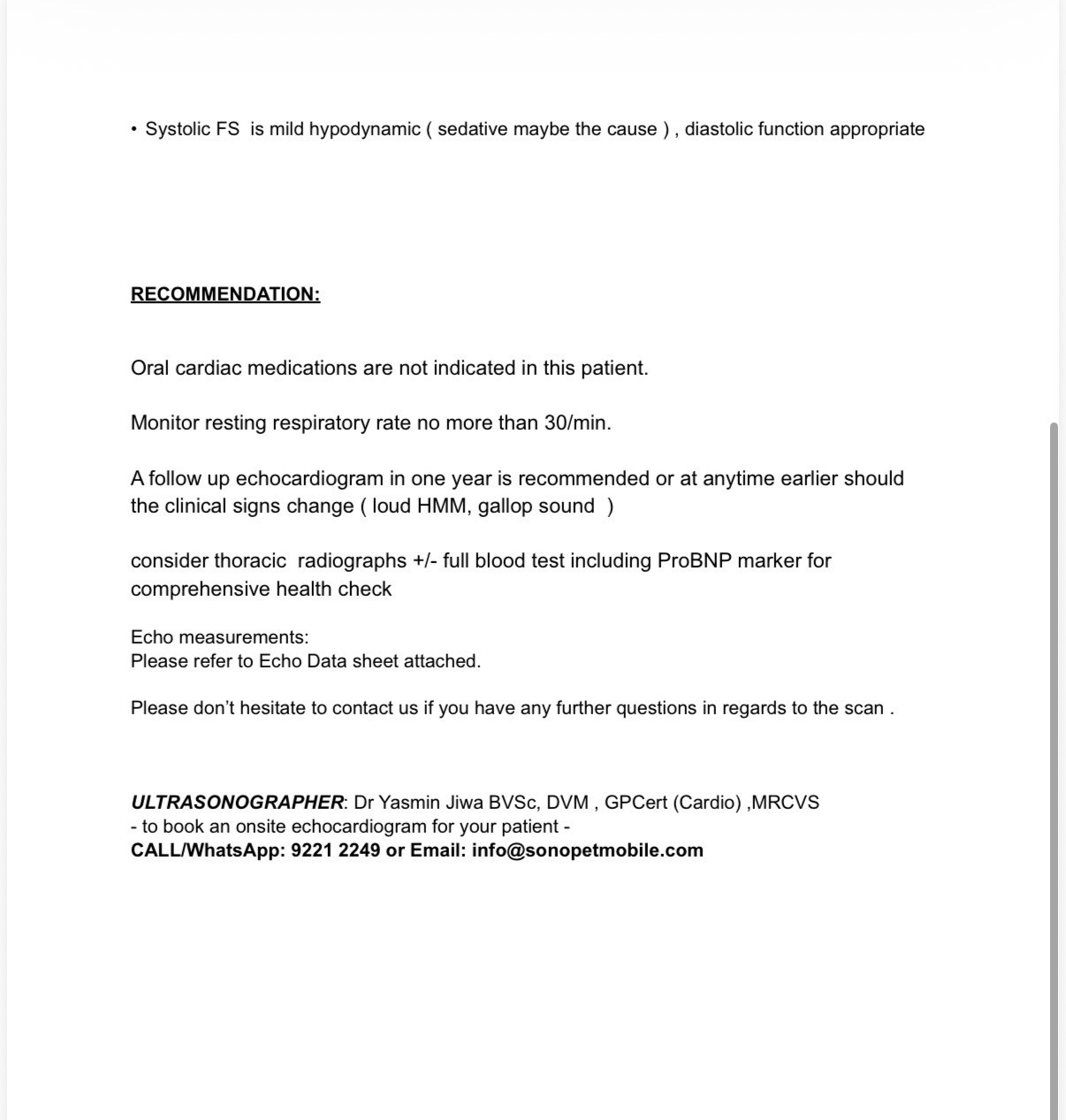 Echocardiogram Report of Chudo: Normal on 30 Apr 2026