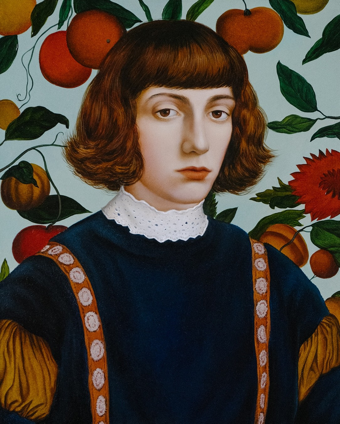 Portrait on a Turquoise background. ELEN BEZHEN