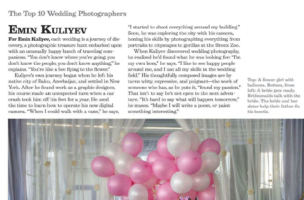 Top Ten Wedding Photographers in the World by American Photo Magazine (2013). Emin Kuliyev — Award-Winning Wedding Photojournalist NYC & USA | Best Wedding Photographer Known for Candid, Timeless Moments