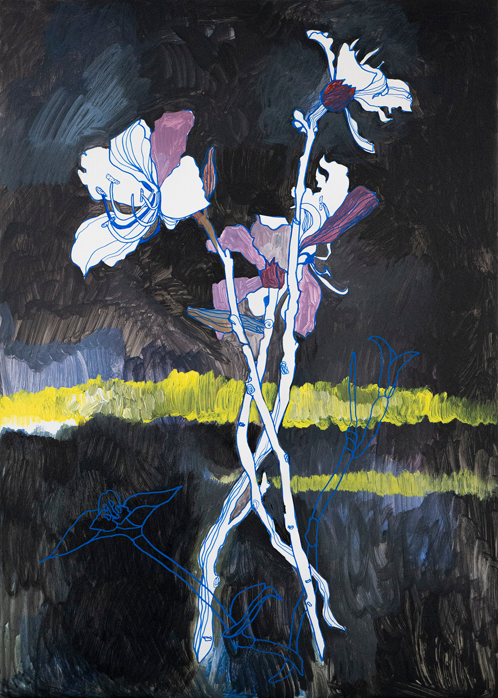 Flowers that almost killed me, Acrylic, tempera, foam board, 50 x 70 cm, 2021