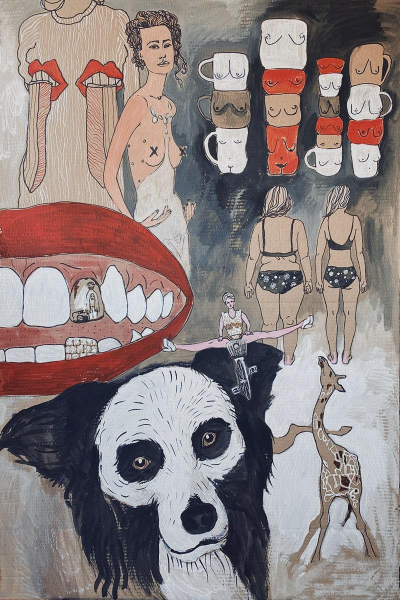 Procrastination 2, Corrugated cardboard, gouache, acrylic, marker, 120 x 80 cm, 2020