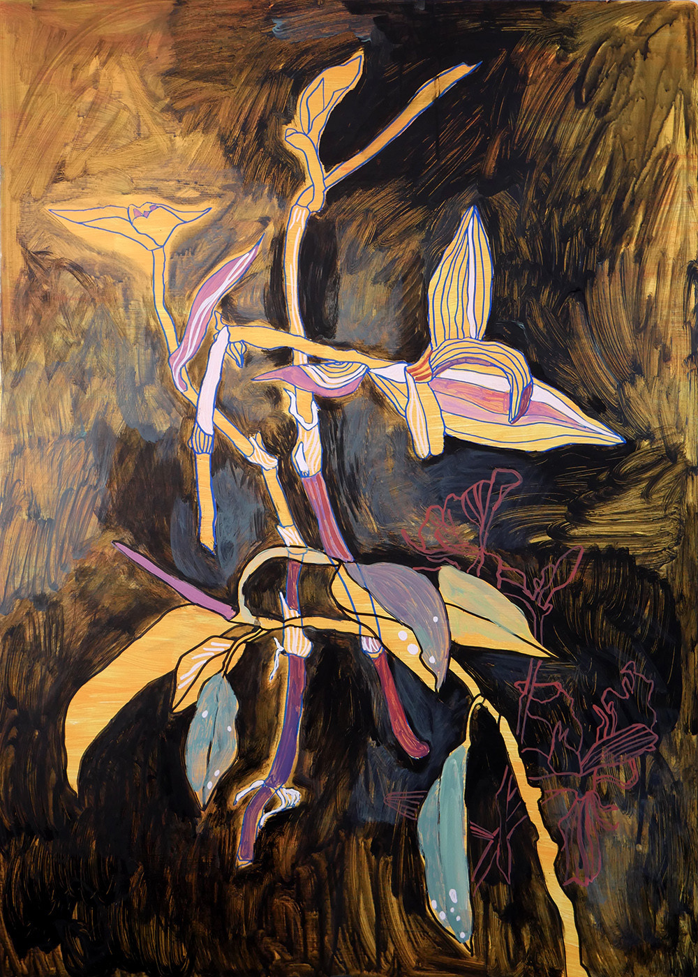 Flowers that I saved, Acrylic, tempera, foam board, 50 x 70 cm, 2021