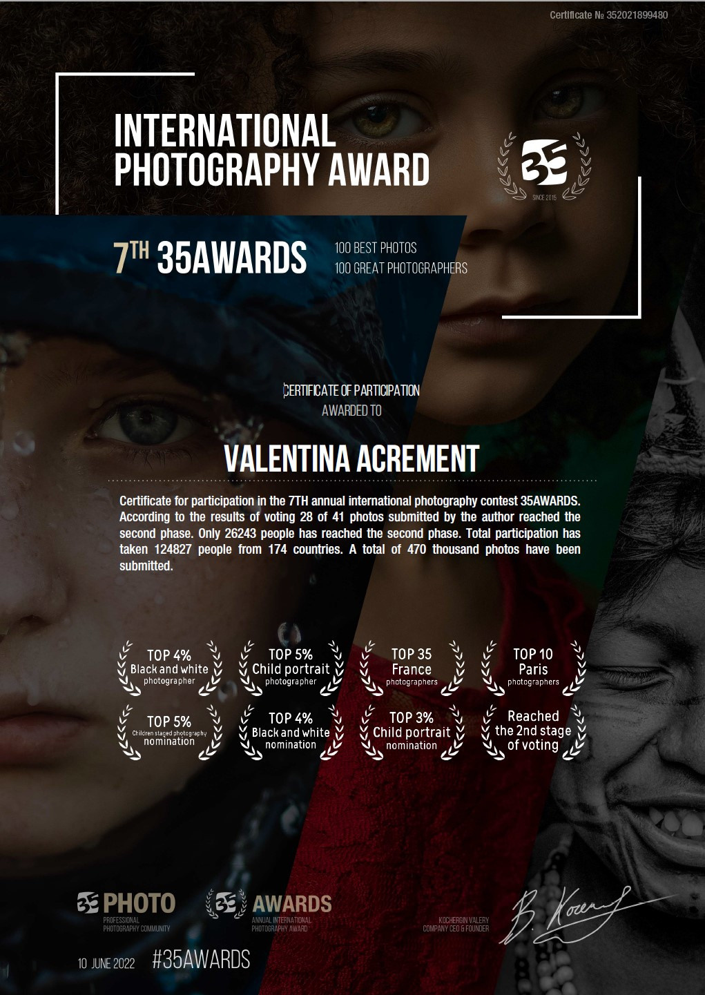 Publications, Awards. Wedding-Family photographer, South of France–Paris, Valentina Acrement