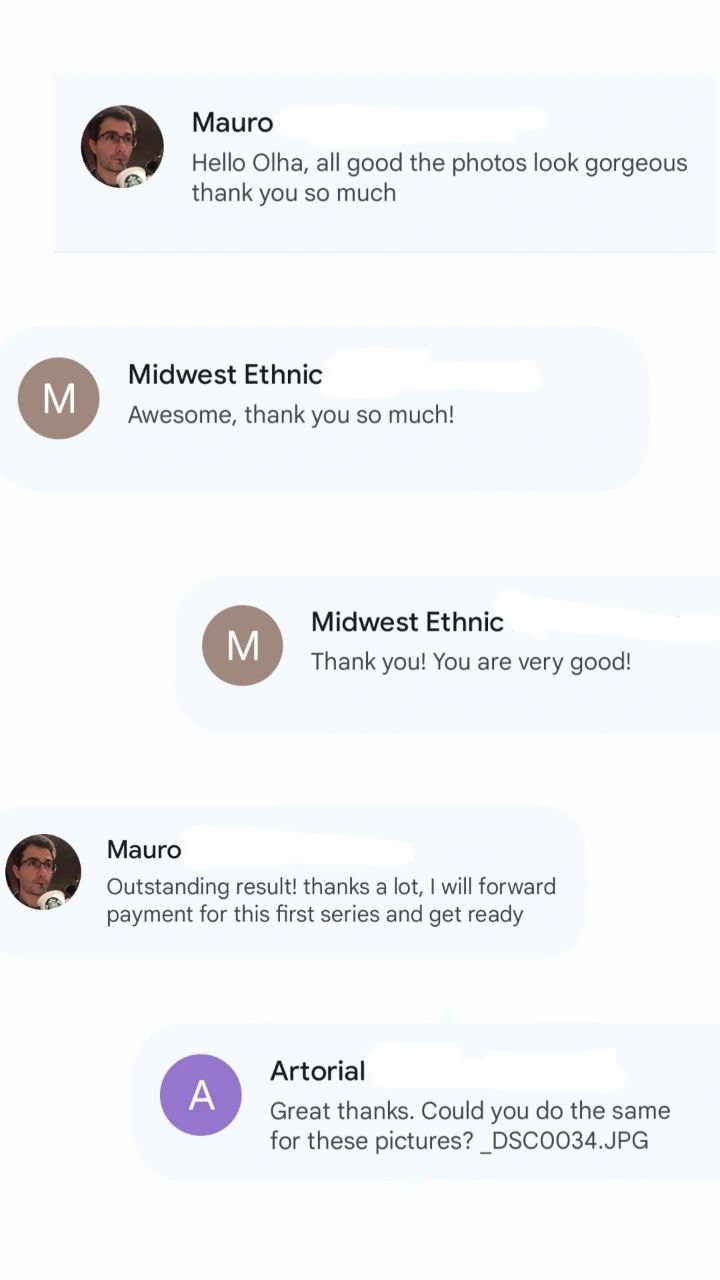 Reviews from clients who are satisfied with the retouching