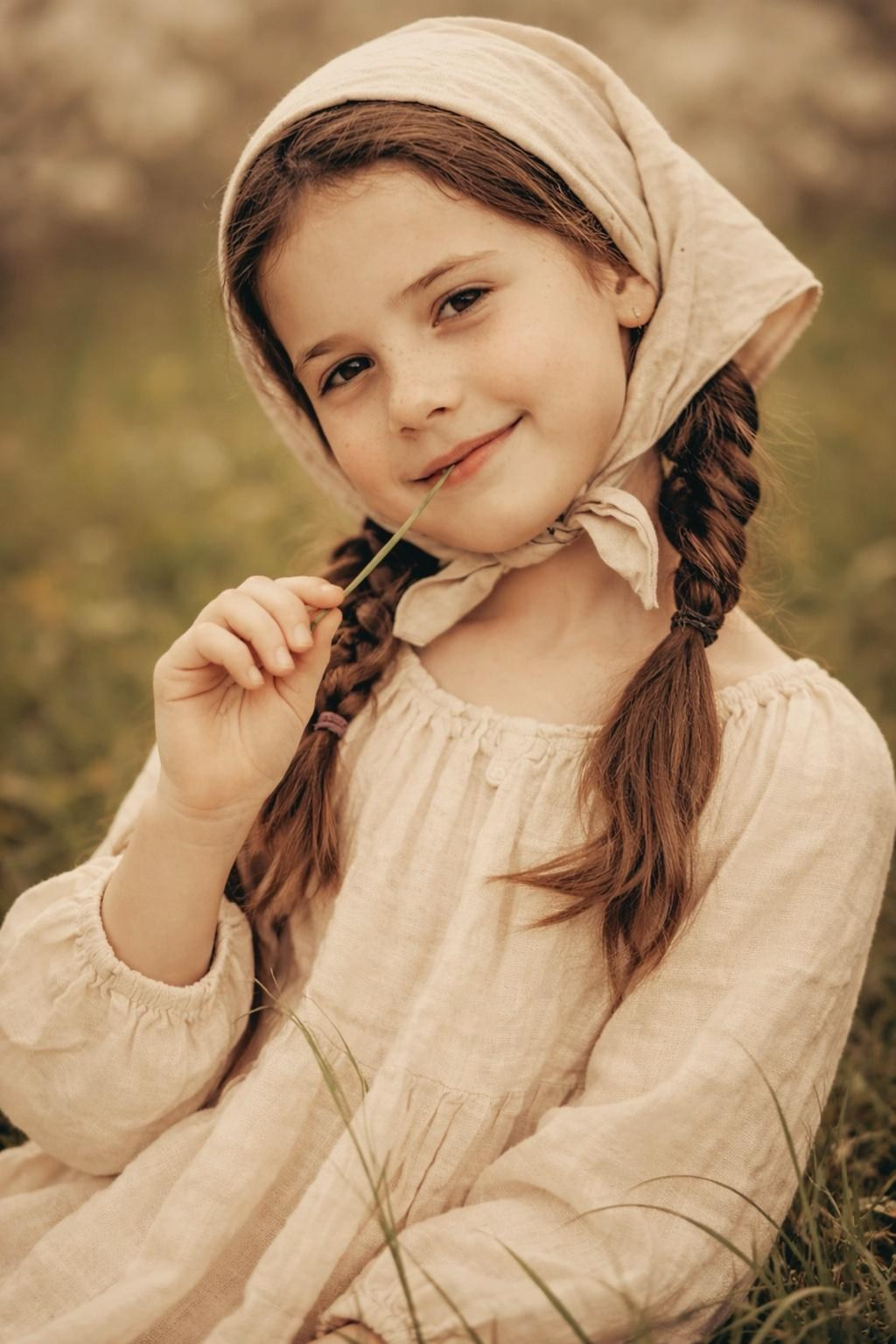     Портрет на дете в неутрален стил.