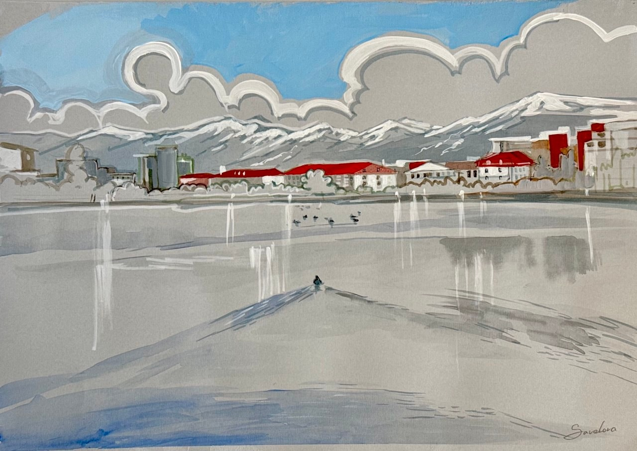 «На озере Нуригель» 150 ₾. Художник живописец Савелова Ольга