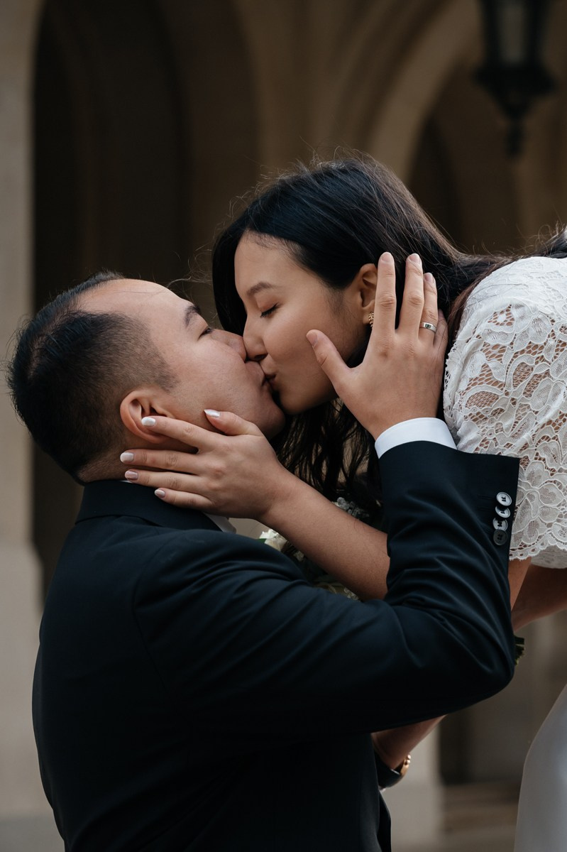 Bride and Groom kiss