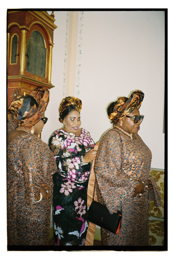 Guests in traditional attire during Nigerian wedding in Portugal