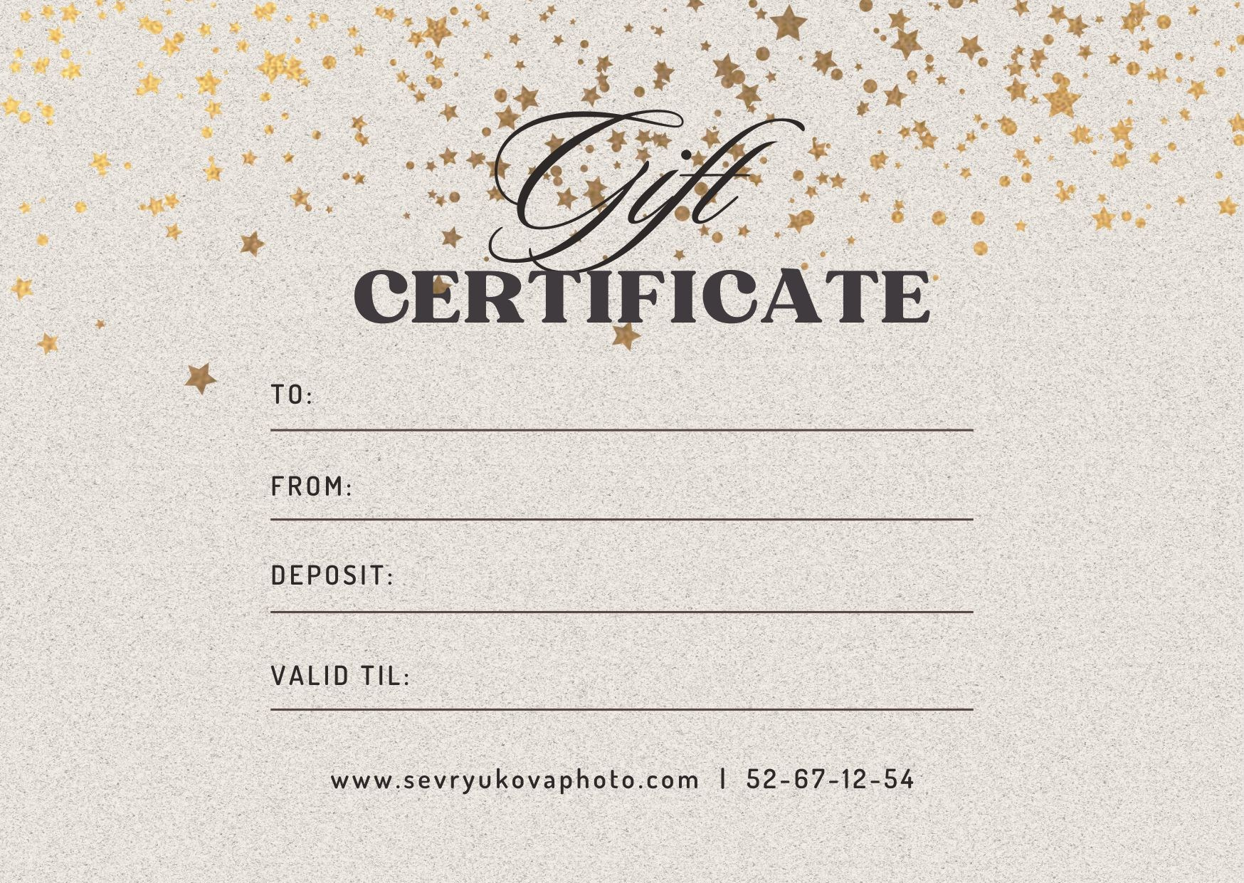 GIFT CARD. Newborn, Family, Wedding photographer Copenhagen Anastasiia Sevriukova