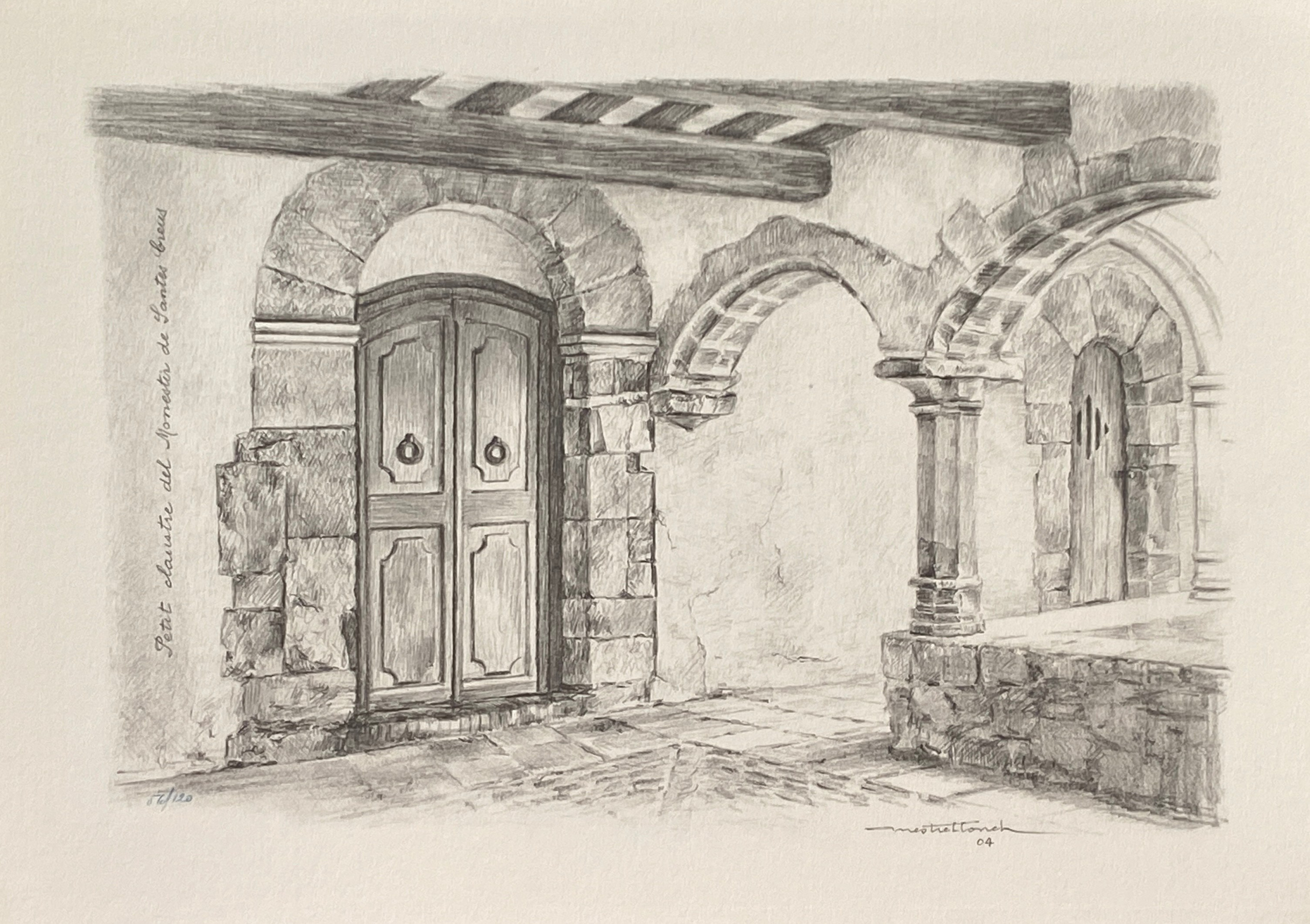 The old courtyard in the Monastery of the Holy Cross limited edition lithograph