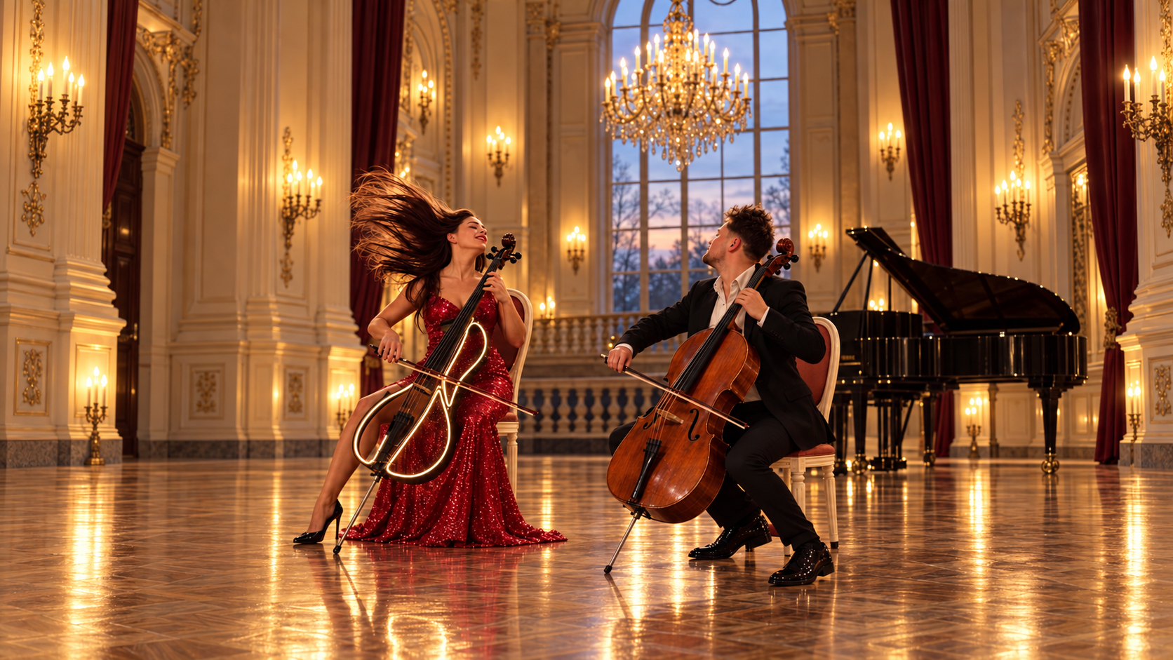Konzerte & Tickets. Acoustic & LED Cello Show GrandCelliDuo