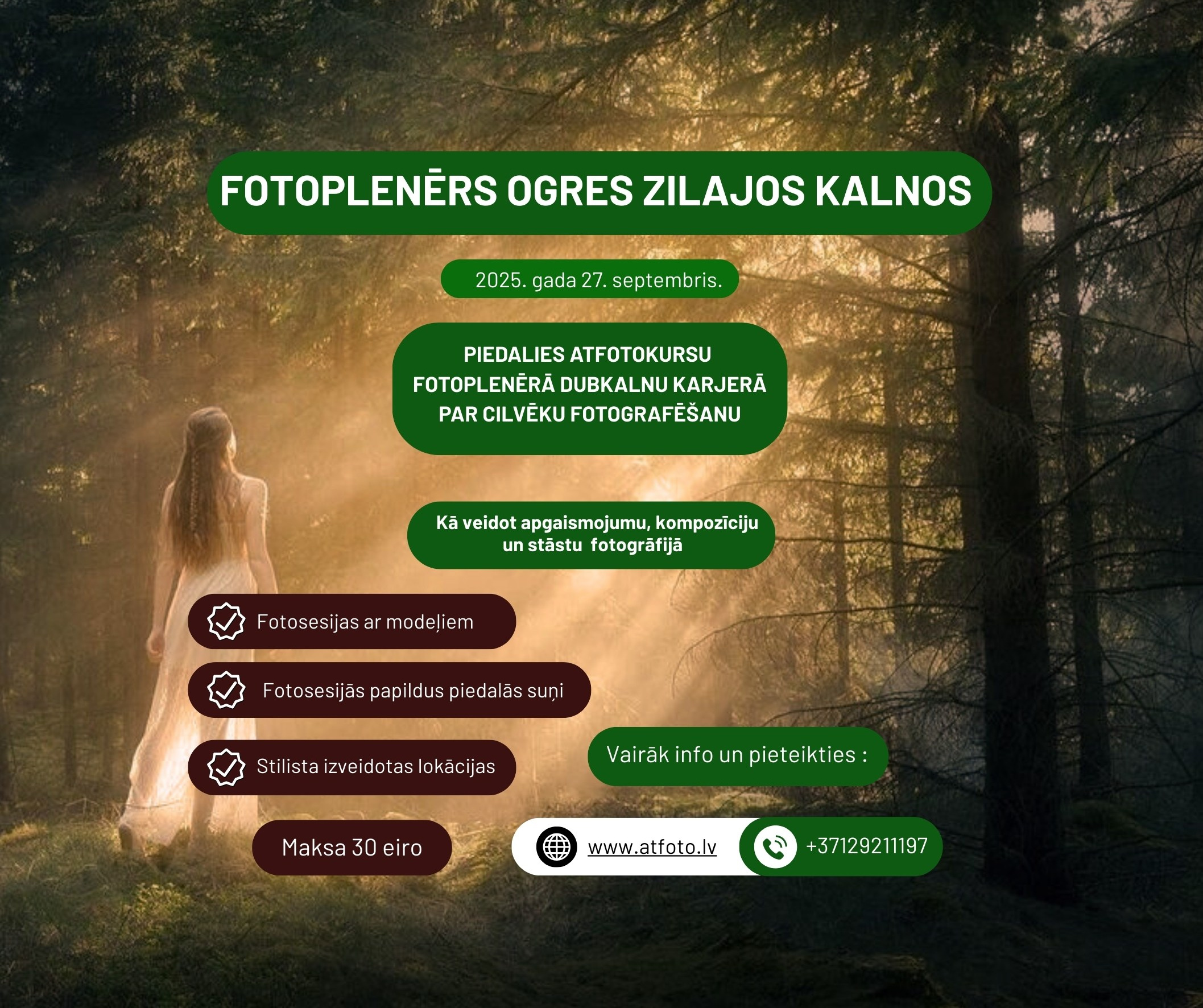 FOTOPLENĒRI. Fotokursi fotostudijā Rīgā. Profesionāls fotogrāfs Aivars Tipsis