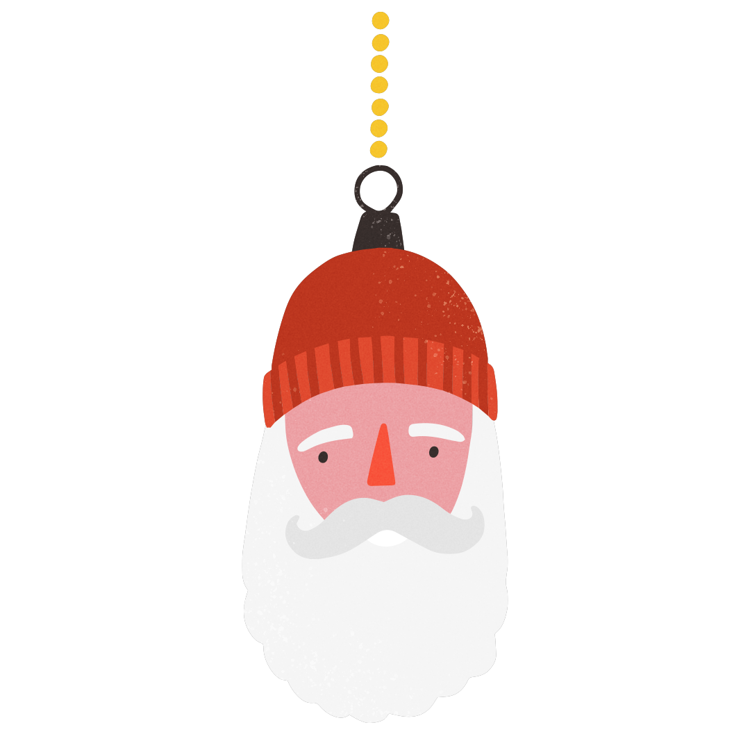 Icono de Papá Noel utilizado para anunciar la sesión de fotos navideña en Rainbox, con su característica barba blanca y traje rojo, evocando el espíritu navideño