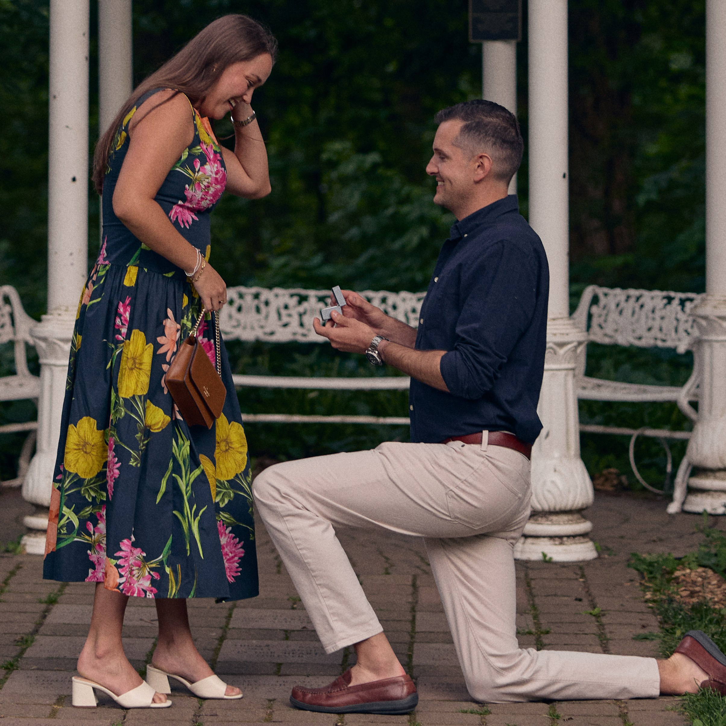 A Romantic Surprise Proposal at Columbus Park of Roses | Columbus Proposal Photographer. Kovyphoto