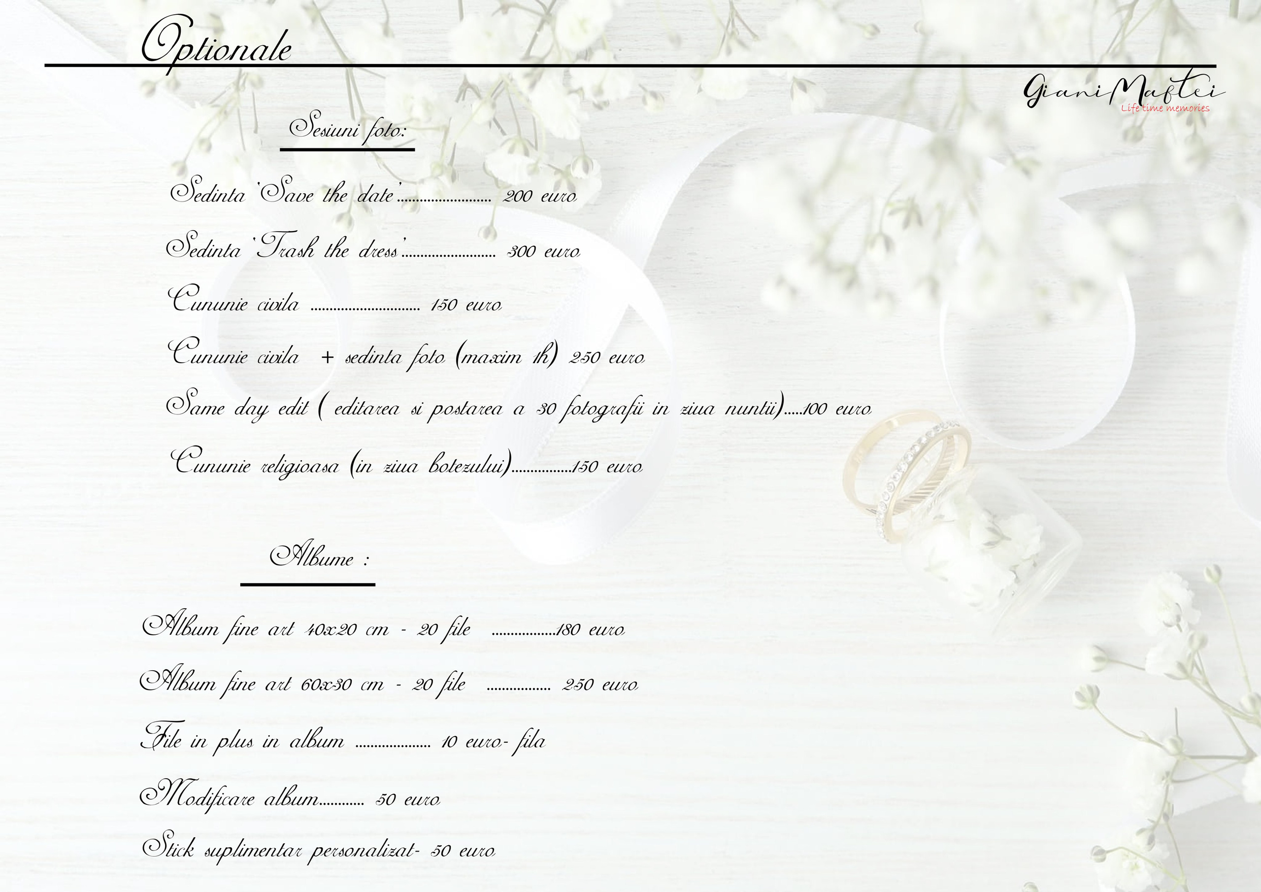 Servicii si Preturi. Giani Maftei