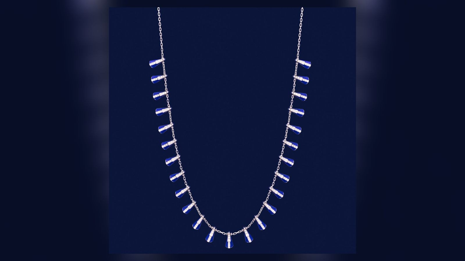 Jewellery necklace photographed on a dark background for precise colour and detail finishing
