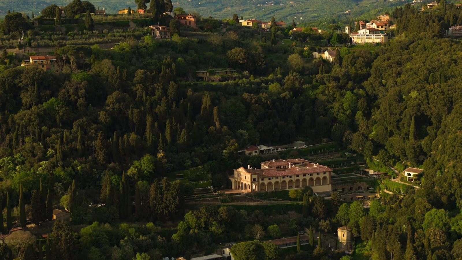 Renaissance monastery facade Villa San Michele designed by Michelangelo school, Fiesole wedding venue