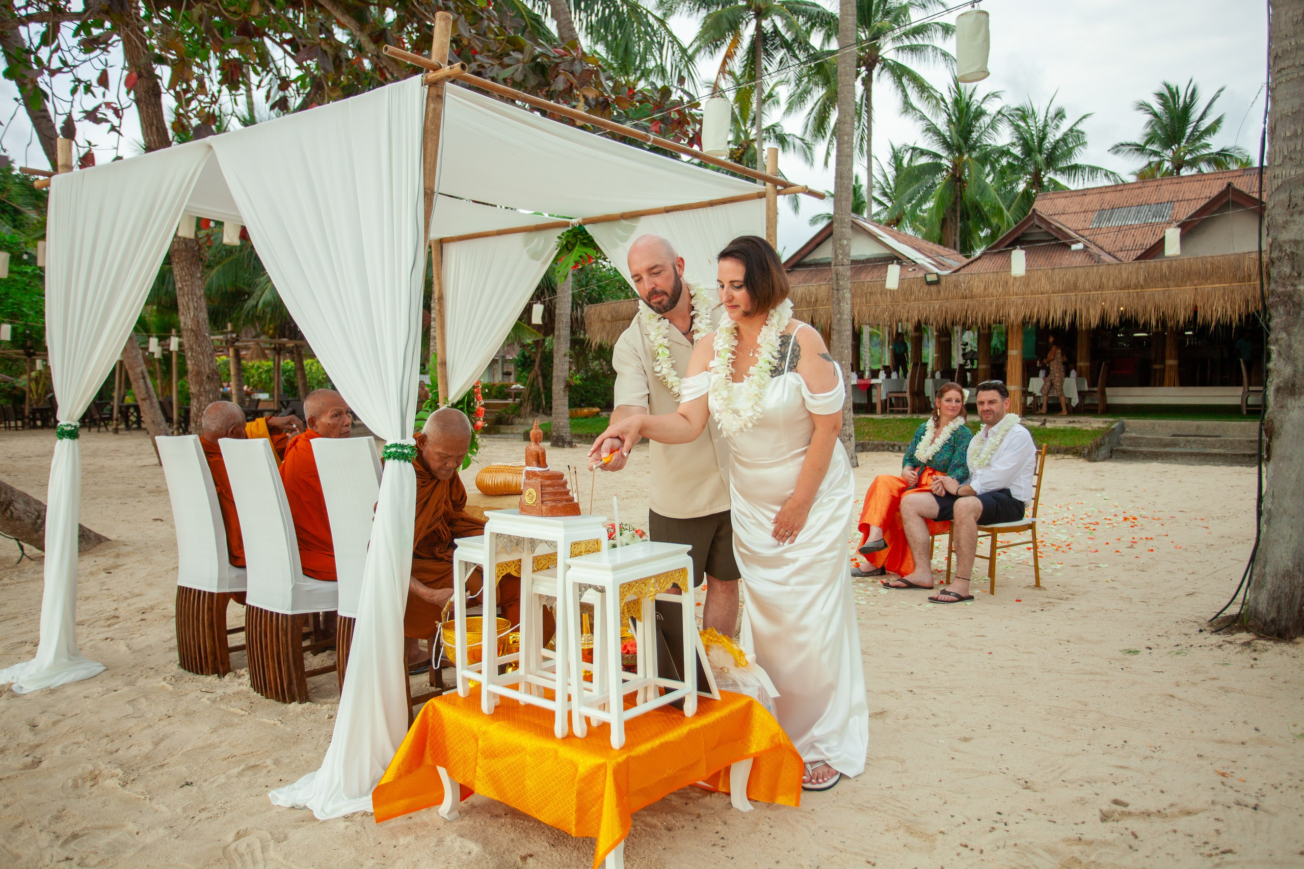 Buddhist blessing wedding Ceremony on Koh Samui, Thailand