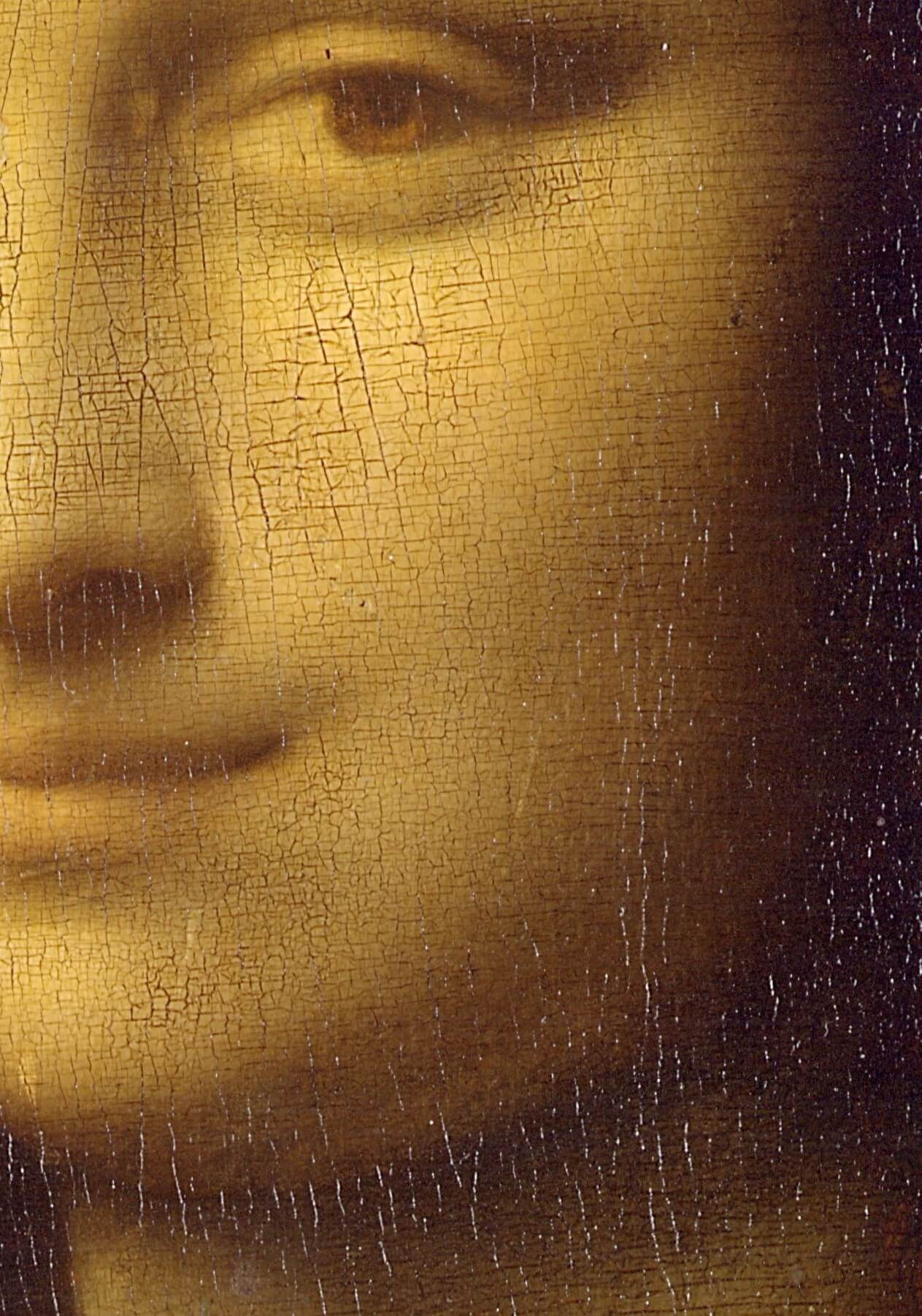 Половина лица, Крупная детализация Мона Лизы, Леонардо да Винчи 