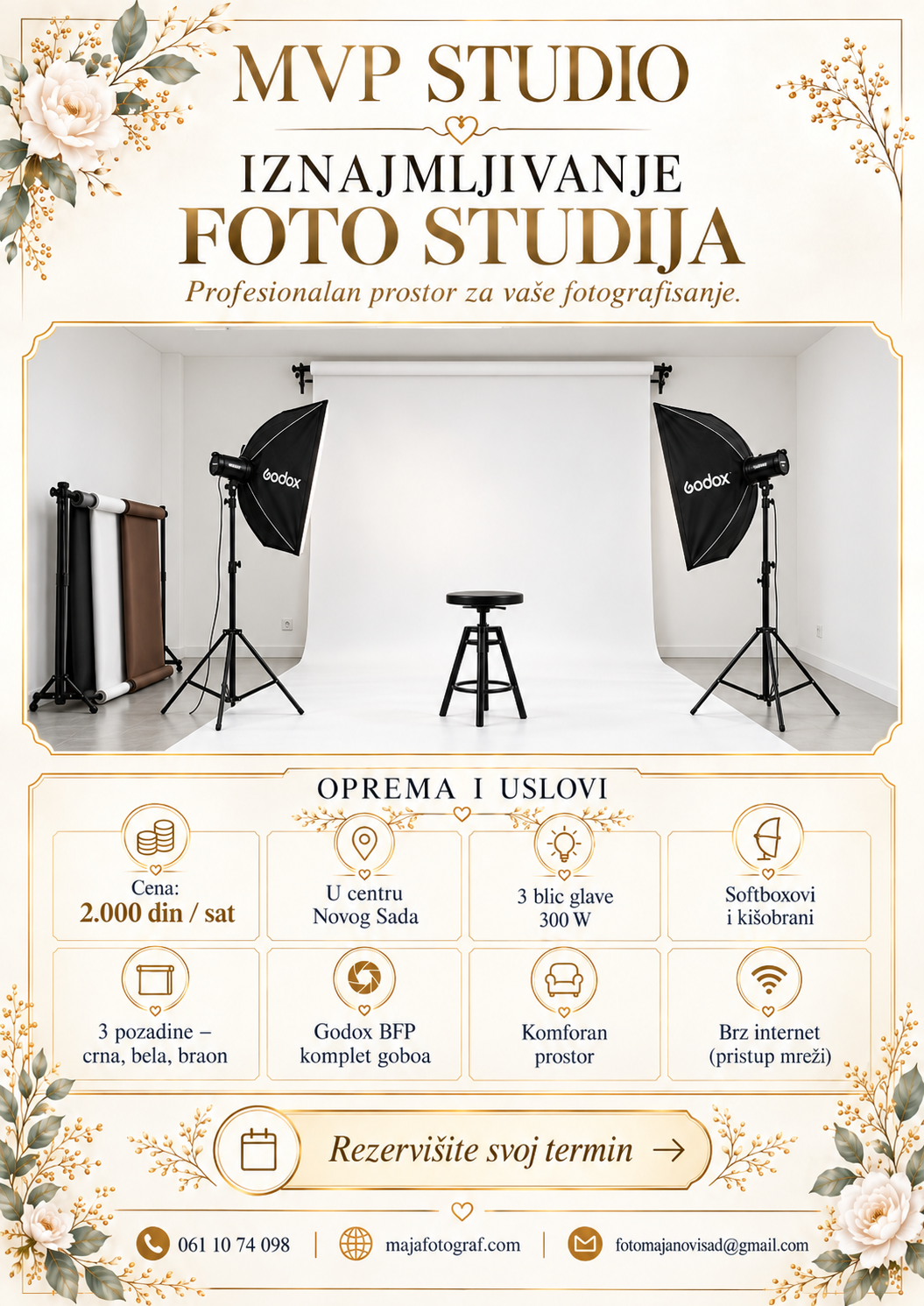 Iznajmljivanje Foto Studija Novi Sad | MVP Studio