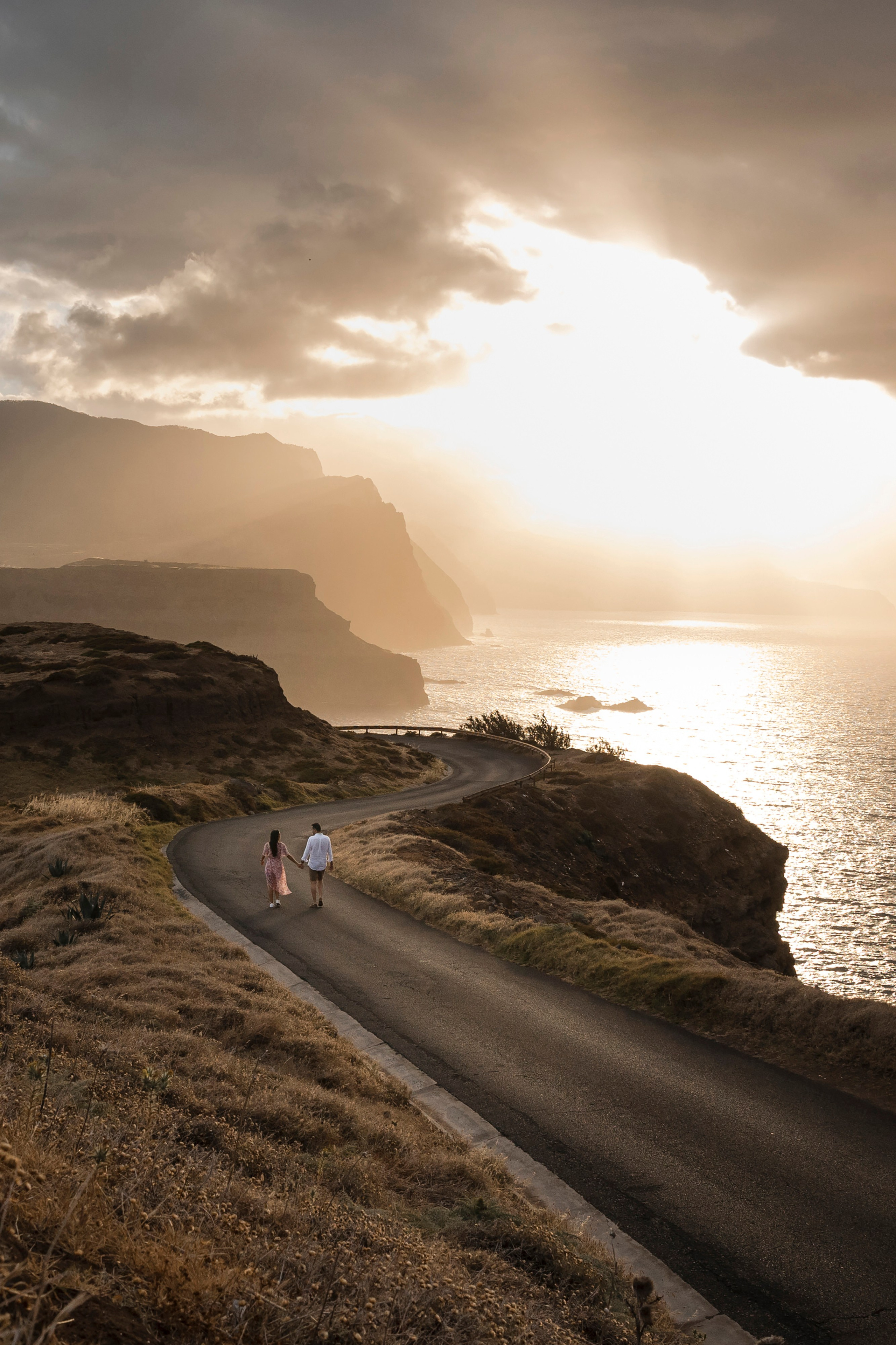 Couple at the sunset of Madeira Island