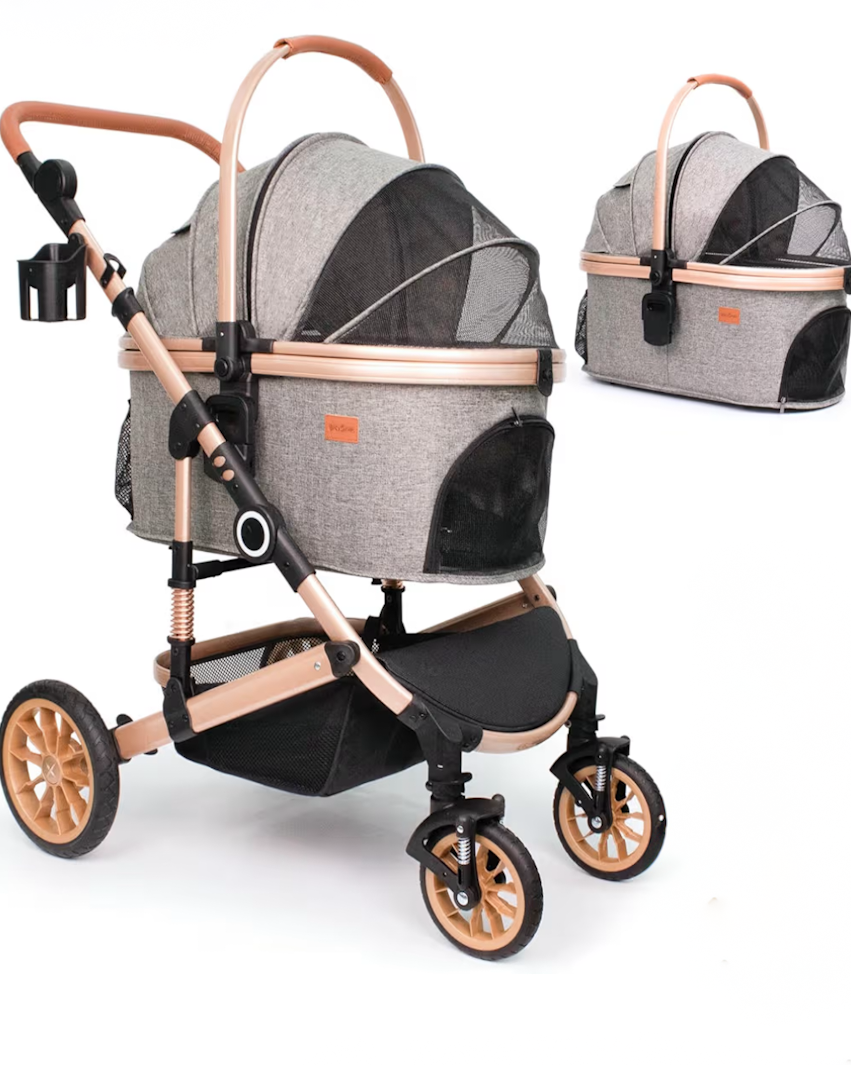 Luxury cat stroller for travel vet visits and outdoor walks