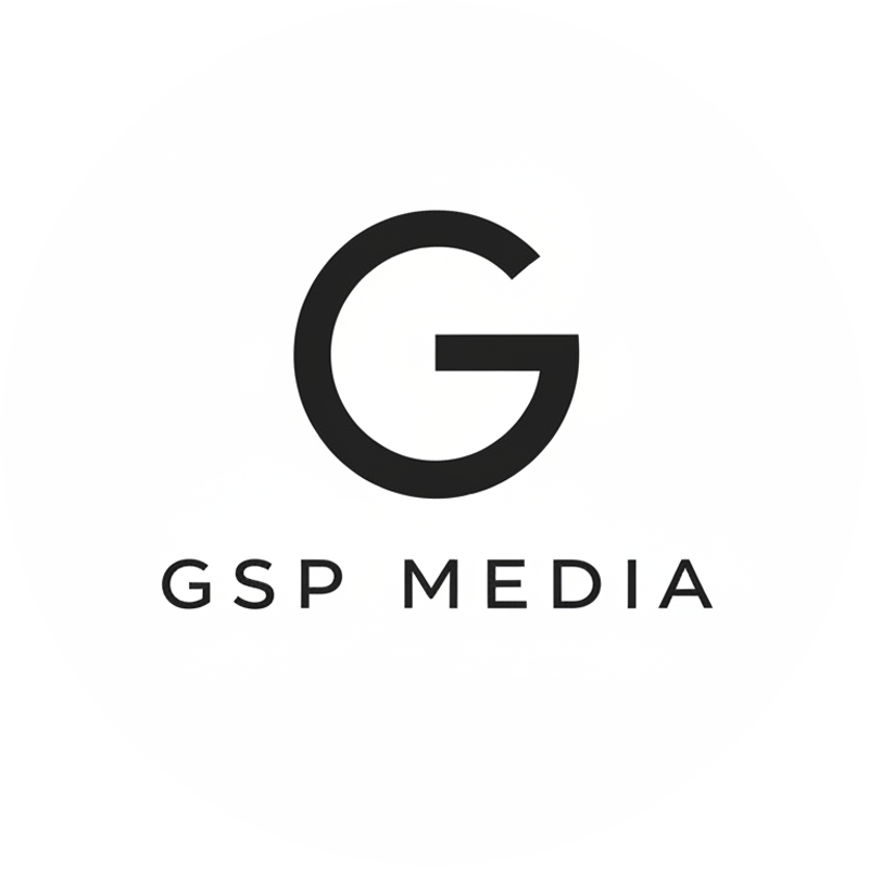 Logo of Glam Shot Production with a bold G symbol in black on a light background