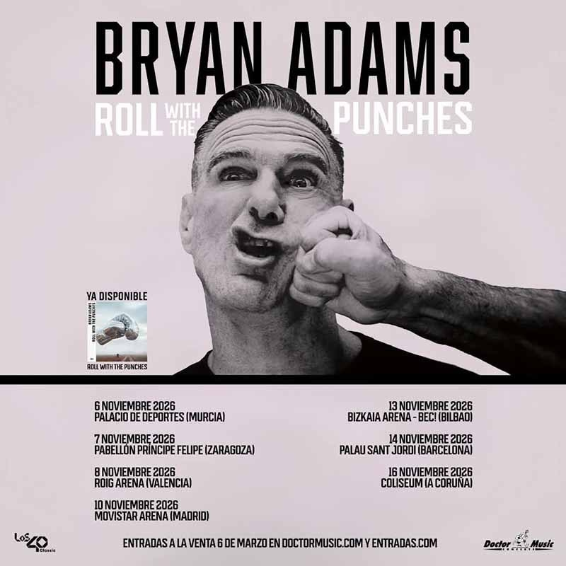 El legendario Bryan Adams traerá su gira «Roll With The Punches 2026» a siete ciudades españolas | FOTKAI
